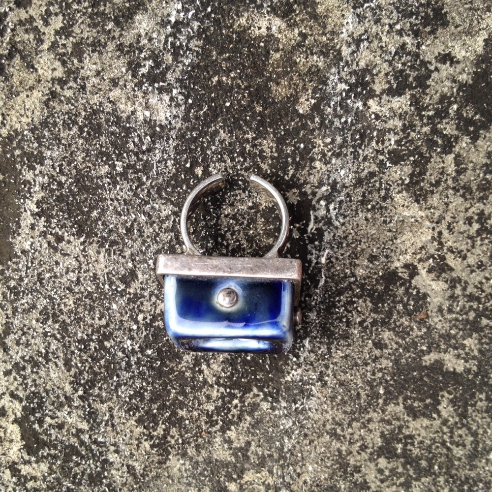 Vintage Mod Ceramic Statement Ring - image 6